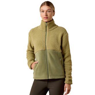 Ariat Womens Laviolette Full Zip Sweatshirt Long Sleeve in Oil Green, Size X-Large, by Ariat