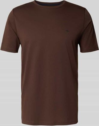 Fynch-Hatton Fynch-Hatton T-Shirt mit Label-Stitching in Mittelbraun, Größe M
