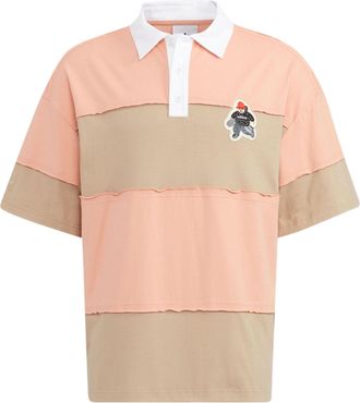 adidas originals Splicing Colorblock Short Sleeve Polo Shirt Unisex Pink HR3468