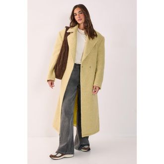 NASTY GAL Double Breasted Brushed Herringbone Coat in Butter at Nordstrom, Size 6