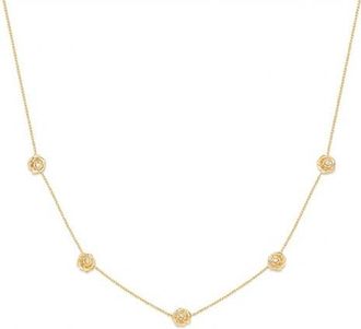 Made by Mary Cubic Zirconia Birthstone Flower Station Necklace in Gold September at Nordstrom