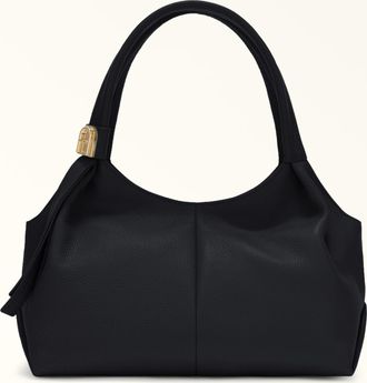 Furla Planeta Borsa A Spalla M Nero Nero Pelle Di Vitello Granata Keria Donna