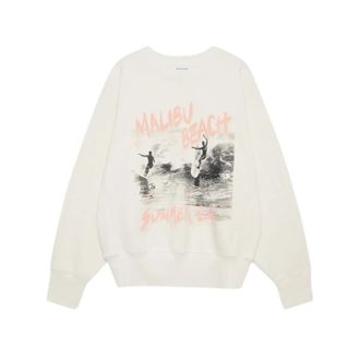 Anine Bing Harry Shrunken Sweatshirt Surfer - Dames - Sweatshirts - Wit - XS - Katoen - Hoodies & sweatvesten
