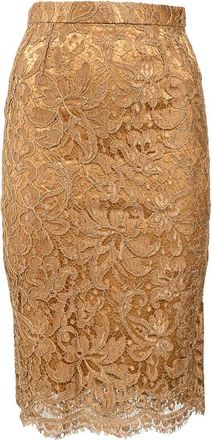 Dolce & Gabbana Lace Detail Midi Pencil Skirt (Authentic Pre-Loved)