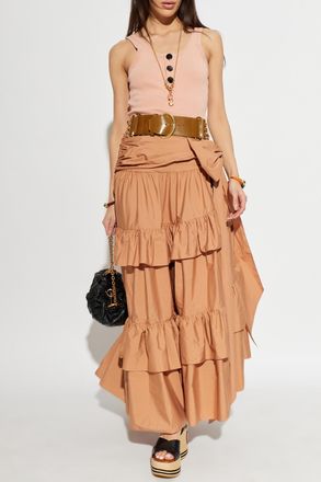 Chlo&eacute; Top With Embroidered Logo, Womens, Pink