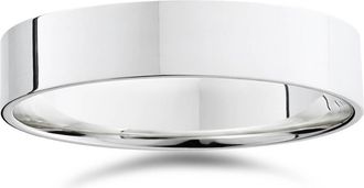 Pompeii3 5mm Flat High Polished Wedding Band 10K White Gold Comfort Fit Size: 8.5