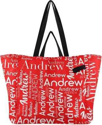 Generic Custom Light Red print Reusable Canvas Tote Bag, Heavy Duty Grocery Shopping Bag with Double Handles Large Capacity Hard Bottom Work Groceries Travel