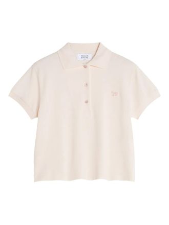 Maison Kitsuné embroidered fox cotton polo shirt - White
