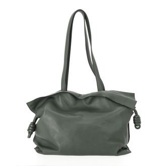 Loewe Loewe Large Flamenco Clutch Bag in Olive Nappa Calf Leather