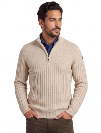 N-Z-A- NEW ZEALAND AUCKLAND NZA half zip trui beige gebreid acryl