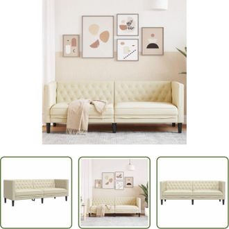 vidaXL Divano a 3 posti - Divano Chesterfield a 3 Posti Crema in Similpelle