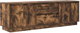 Berkfield Home TV Cabinet with LED Lights Smoked Oak 160.5x41x50 cm in Brown