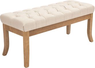 Clp Clp - Banco Recibidor Ramses En Tela & Madera Clara Crema 100 Cm