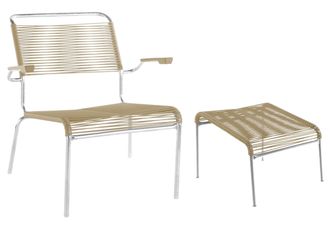 Schubiger M&ouml;bel Spaghetti-Lounger + Hocker S&auml;ntis mit Armlehnen