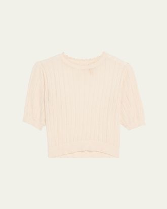 Ulla Johnson Gemma Puff-Sleeve Pointelle Knit Top