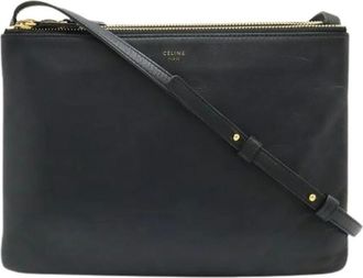 Celine Pre-owned Cross Body Bags, female, Black, Size: ONE SIZE Pre-owned Trio Large Leather Shoulder Bag