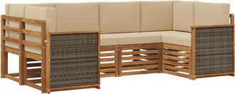 vidaXL Conjunto De Sof&aacute;s De Exterior 6 Uds. Natural Vidaxl