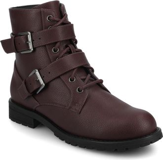 Journee Collection Womens Juliah Buckle Detail Lace-up Ankle Boots