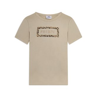 Freddy T-shirt Manica Corta con Grafica Animalier e Logo FREDDY