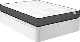 Vente-Unique Conjunto de canap&eacute; abatible blanco + colch&oacute;n de muelles ensacados 160 x 200 cm - AMBRACIE de YSM&Eacute;E