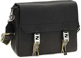 Fendi Mens Black Calf Leather Bos Taurus Shoulder Bag