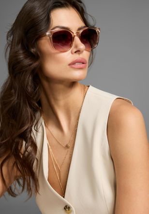 Laura Scott Sonnenbrille LAURA SCOTT, Damen, rosa (apricot), transparent, Sonnenbrillen Sonnenbrille, mit transparentem Rahmen & goldfarbendem Detail - NEW