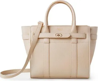 Mulberry Mini Zipped Bayswater Leather Tote in Chalk at Nordstrom