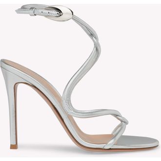 Gianvito Rossi Jungle Mamba Sandals in Metallic Silver Nappa at Nordstrom, Size 41.5