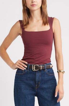 Open Edit Square Neck Tank in Burgundy Tannin at Nordstrom Rack, Size Xx-Small
