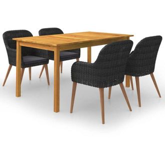 vidaXL Juego De Comedor Para Jard&iacute;n 5 Piezas Negro Vidaxl