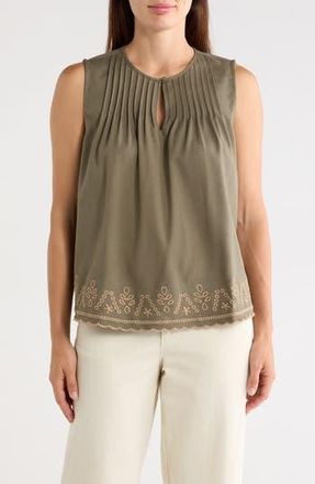 Adrianna Papell Embroidered Shell in Olive Tree/Taos Taupe at Nordstrom Rack, Size X-Large