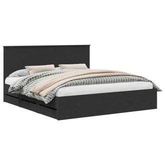 vidaXL Estructura De Cama Negro 180 X 200 Cm Madera Ingenieril Vidaxl