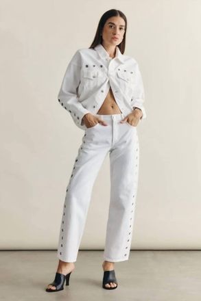 Pistola Denim Lexi Mid Rise Bowed Straight Jean In White