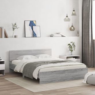 Berkfield Home Bed Frame with LED without Mattress Grey Sonoma 160x200 cm