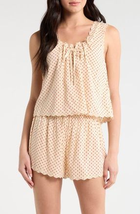 Reformation Hazel Eyelet Organic Cotton Blend Pajamas in Marilyn Dot at Nordstrom, Size X-Small
