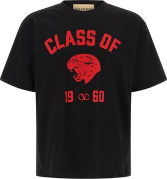 Valentino Garavani Katoenen T-shirt met panterprint - Heren - T-shirts - Zwart - S - Katoen - Tops