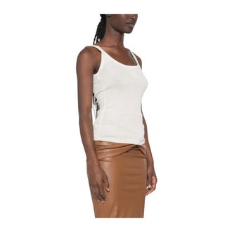Elisabetta Franchi Tops, Dames, Wit, S, Wol, Ribbed Knit Tank Top