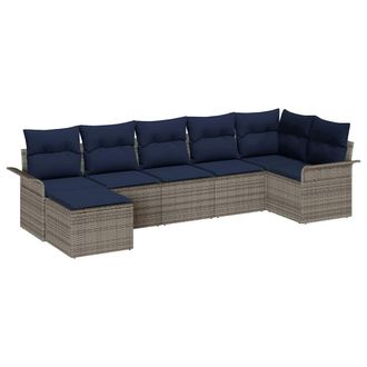 vidaXL Conjunto De Sof&aacute; De Jard&iacute;n 7 Pcs Gris Claro Rat&aacute;n Sint&eacute;tico Vidaxl