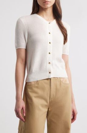 Rag & Bone Dina Short Sleeve Cotton & Cashmere Blend Cardigan in Ivory at Nordstrom Rack, Size Small