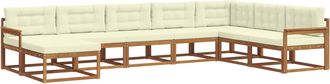 vidaXL Conjunto De Sof&aacute;s De Exterior 8 Uds. Natural Y Crema Vidaxl