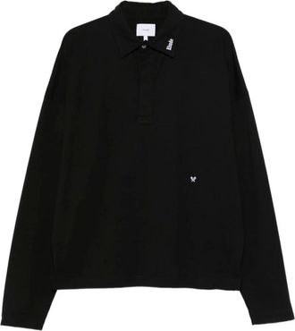 Rhude Truien & Vesten, Heren, Blauw, M, Katoen, Polo shirt met lange mouwen en geborduurd logo