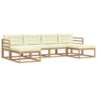 vidaXL Conjunto De Sof&aacute;s De Exterior Con Coj&iacute;n 6 Pcs Blanco Y Crema Vidaxl