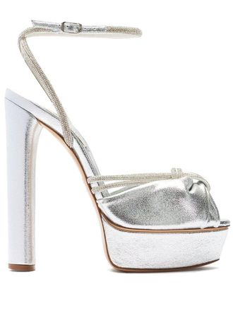 Casadei 140 mm Taylor Flora Wonder sandalen met plateauzool - Zilver