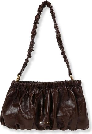 Marni Leren clutch met plooien - Dames - Tassen - Bruin - Maat: ONE Size Leer