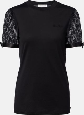 Nina Ricci Lace-trimmed cotton jersey T-shirt