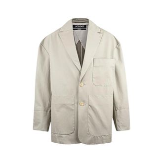 Jacquemus Blazers, female, Green, 2XL, Wide Linen Blend Jacket