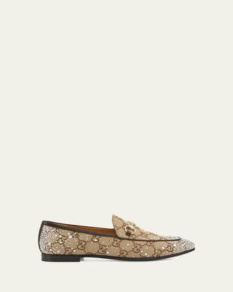 Gucci New Jordaan GG Crystal Canvas Loafers