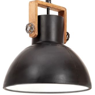 vidaXL Lampada A Sospensione Industriale 25 W Nera Rotonda 40 Cm E27 Vidaxl