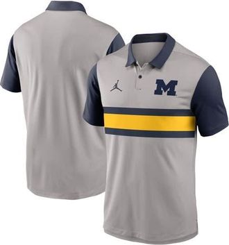 Jordan Brand Mens Jordan Brand Gray/Navy Michigan Wolverines Vapor Dri-FIT Polo at Nordstrom, Size Xx-Large