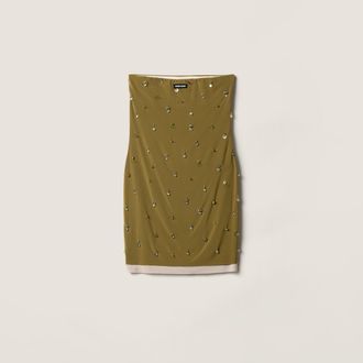 Miu Miu Embroidered stretch georgette mini-dress